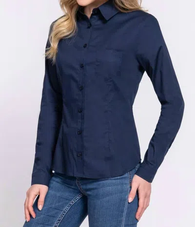 Moa Collection Button Down Poplin Shirt In Navy In Blue