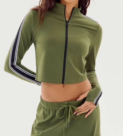Splits59 Leo Airweight Jacket Crop In Olive In Green