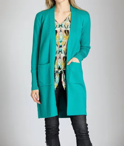 Apny Button Back Cardigan In Turquoise In Blue
