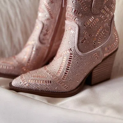 Very G Women's Maze Of Life Rhinestone Boots In Rose Gold In Multi