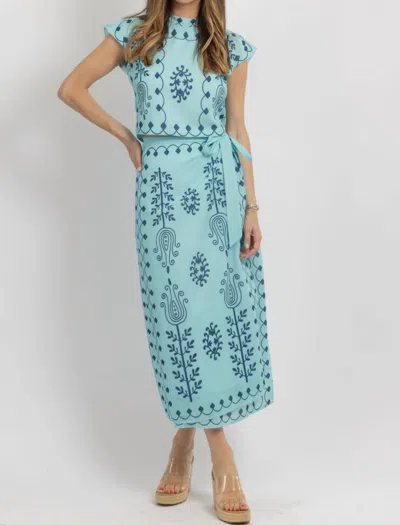 Ooh Fashion Kamora Skirt Set In Aqua In Blue