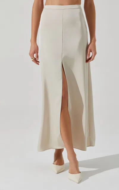 Astr Vitella Satin Midi Skirt In Ecru In White