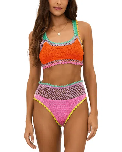 Beach Riot Elliot Crochet Bikini Top In Technicolor Rays