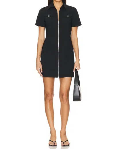 Amanda Uprichard Bianca Front Zip Minidress In Black