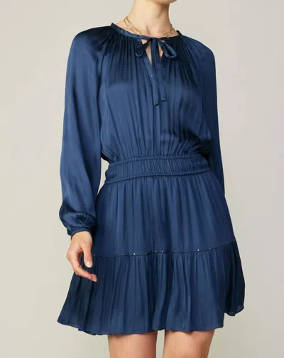 Current Air Tiered Studded Mini Dress In Navy In Blue