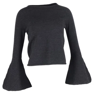 Co Flared Sleeve Sweater In Grey Wool In Grey