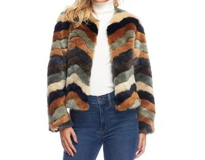 Fabulous Furs Desert Chevron Faux Fur Jacket In Multi In Multi