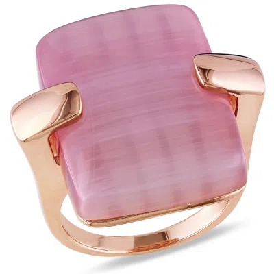Mimi & Max 23ct Tgw Light Purple Simulated Cat Eye Cabochon Ring Rose Silver In Purple