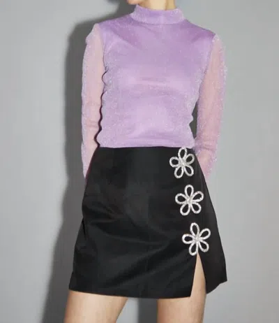 Glamorous Corrine Flower Trim Mini Skirt In Black In Black