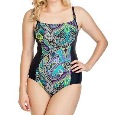 It Figures Marrakesh Print Insert One Piece Swimsuit In Black In Black