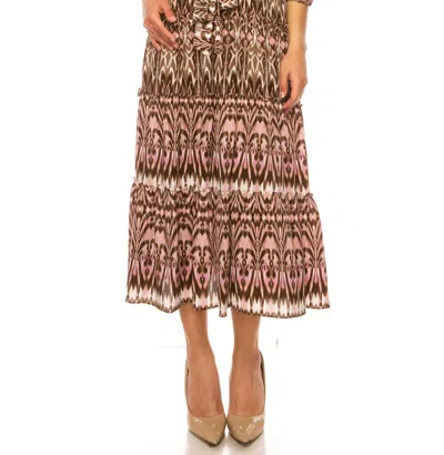 Maison Tara Belted Abstract Print Dress In Mocha Blush In Multi