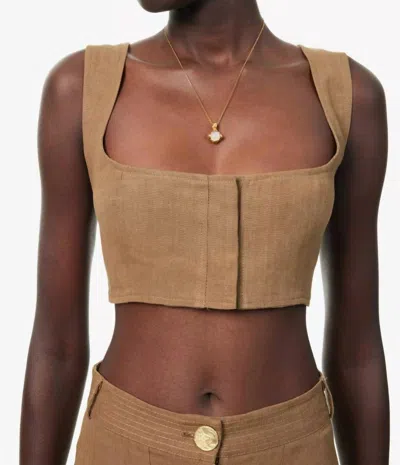 Le Kasha Jirja Linen Bralette In Tabacco In Brown