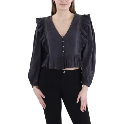 Mng Womens Embroidered Cotton Blouse In Grey