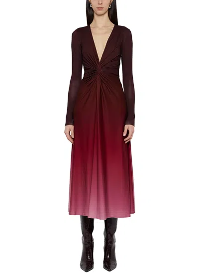 Prabal Gurung Twist Front Long Sleeve Dress In Sangria In Yellow