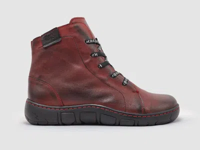 Kcr Group Women's Original Zip-up Leather Boots In Red In Red