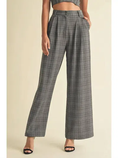 Endless Blu. Plaid Tailored Pants In Gray Plaid In Multi