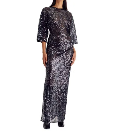Suboo Ava Lace Sequin Cape Sleeve Maxi Dress In Black In Black