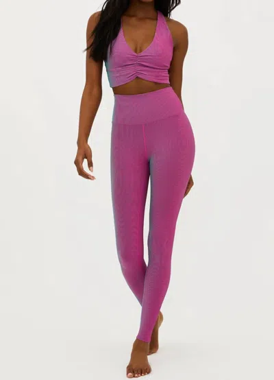 Beach Riot Tayler Rib Two-tone Leggings In Pink