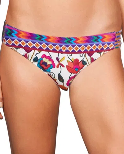 Nanette Lepore Strappy Moderate Bikini Bottom In Antigua In Multi