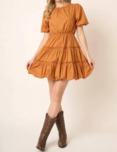 Mittoshop She's Got That Bubbly Personality Dress In Camel In Brown