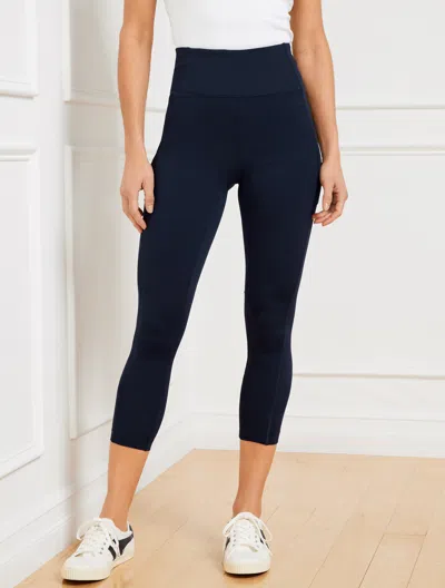 Talbots Plus Petite - Performance Interlock Capri Leggings - Blue - X  In Blue