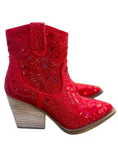 Very G Women's Maze Of Life Rhinestone Boots In Red In Red