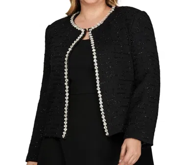 Vanilla Monkey Rhinestone Trim Jacket - Plus In Black In Black