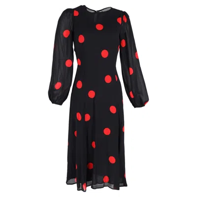 Reformation Luanne Polka Dot Crepe Midi Dress In Black Viscose In Black