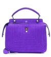 Fendi Dotcom Click Small Suede Shoulder Bag In Violet Laroque