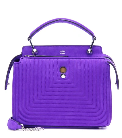 Fendi Dotcom Click Small Suede Shoulder Bag In Violet Laroque