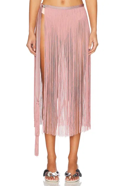 Blumarine Fringe Midi Skirt In Canyon Rose