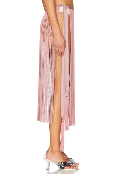 Blumarine Fringe Midi Skirt In Canyon Rose