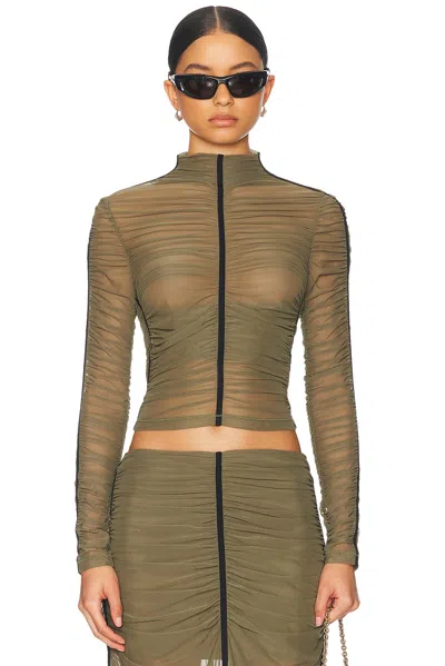 Diesel Long Sleeve Gathered Top In Green