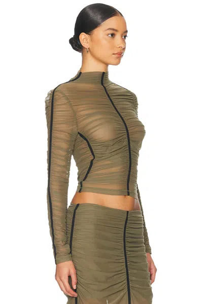 Diesel Long Sleeve Gathered Top In Green