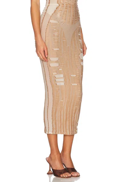 Diesel Seamless Midi Skirt With Lingerie Illusion In Brown