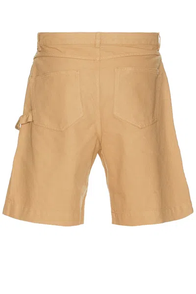Jw Anderson Beige Bermuda Shorts With Patch Pocket With Logo On The Front In Flax