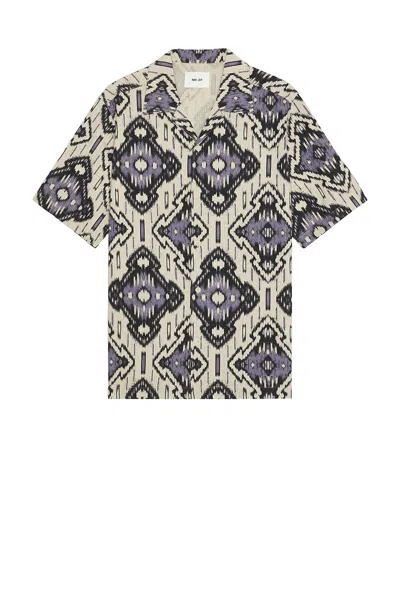 Nn07 Julio Printed Camp Shirt In Violet
