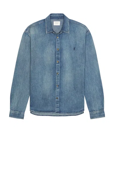Saint Laurent Cassandre' Blue Cotton Shirt In Day Blue