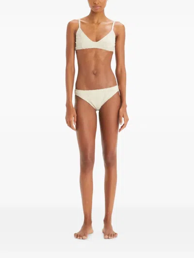 Tory Burch Terry Logo Bikini Top In Neutrals