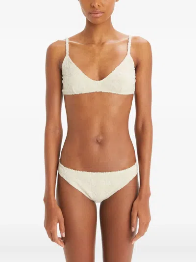 Tory Burch Terry Logo Bikini Top In Neutrals