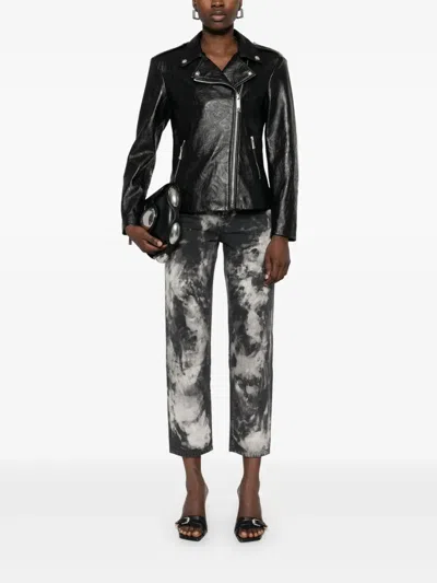 John Richmond Embossed Biker Jacket In Black