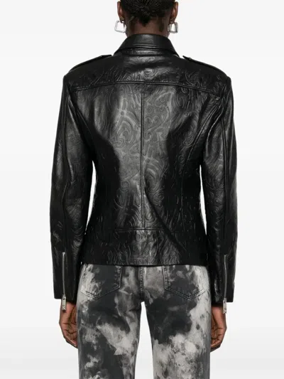 John Richmond Embossed Biker Jacket In Black