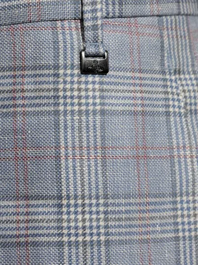 Vivienne Westwood Mens Multi George Check-pattern Cropped Wool And Linen-blend Trousers In Grey