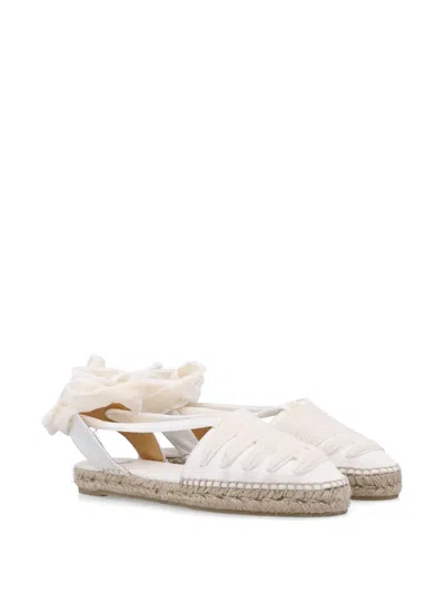 Castaã±er Castaner Ruched Design Espadrilles With Floral Accent In White