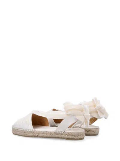 Castaã±er Castaner Ruched Design Espadrilles With Floral Accent In White