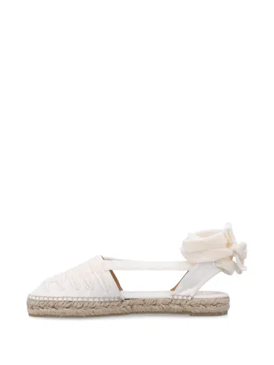 Castaã±er Castaner Ruched Design Espadrilles With Floral Accent In White