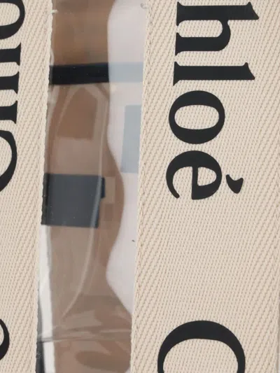 Chloé Chloe Women Two-tone Rubber And Leather Small Woody Shopping Bag In White