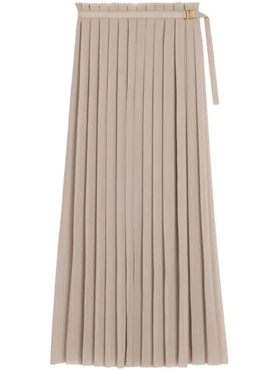 Ami Alexandre Mattiussi Ami High-waisted Pleated Skirt With Frayed Edge In Grey
