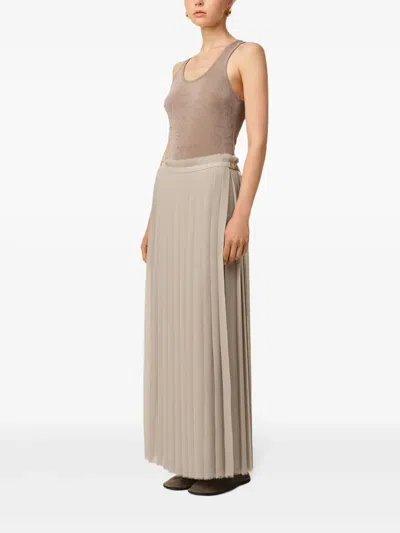Ami Alexandre Mattiussi Ami High-waisted Pleated Skirt With Frayed Edge In Grey