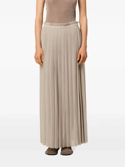 Ami Alexandre Mattiussi Ami High-waisted Pleated Skirt With Frayed Edge In Grey